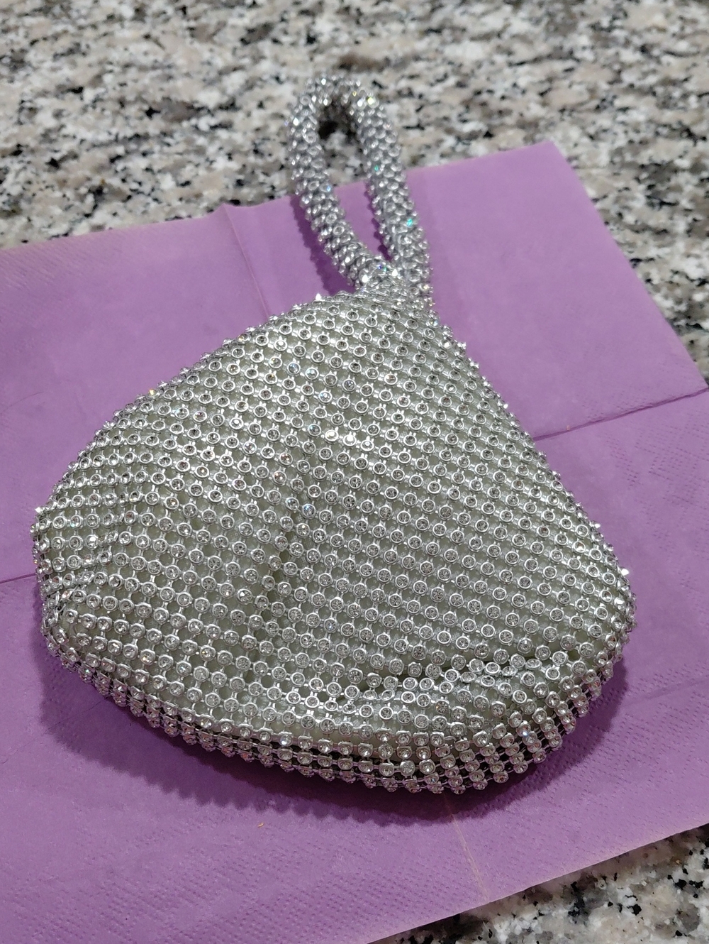 Silver Beaded Evening Wristlet Bag